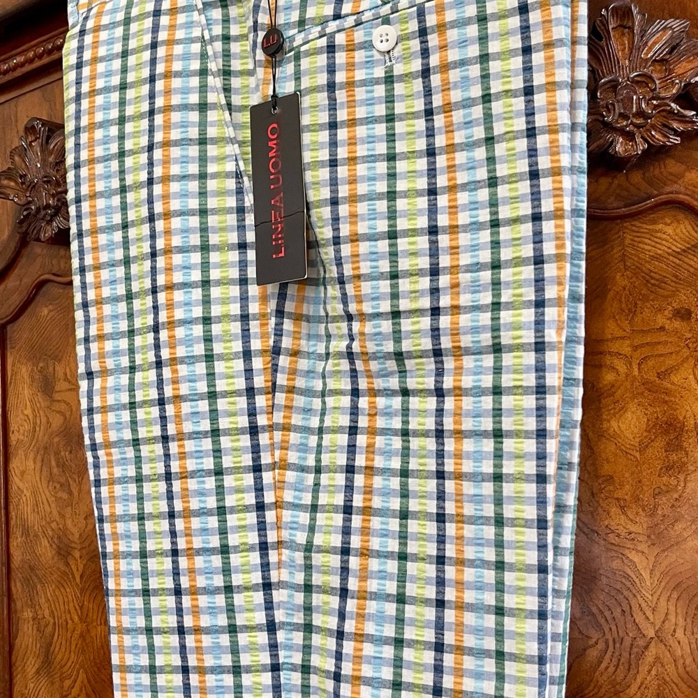 Linea Uomo Men's Plaid Flat Front Shorts - Multicolor